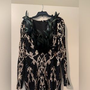 Black and gold cocktail dress